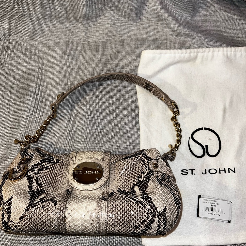 NWT St. John Python Leather Shoulder Bag